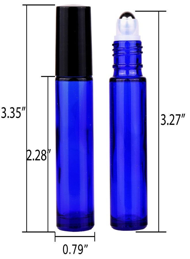 inice 100 Pack,10ml Roller Bottles for Essential Oils Cobalt Blue Thick Glass Stainless Steel Roll On Ball Bottles - Image 4