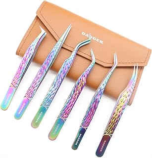DAODER Lash Tweezers for Eyelash Extension and Lash Clusters 6pcs Professional Tweezers Set by  High Precision Straight - Image 1