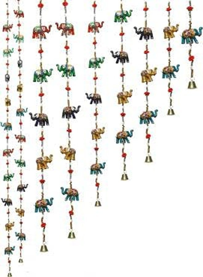 Sawcart زوج من زينة الأبواب اليدوية التقليدية على شكل فيل من Sawcart، Ladi Decorative Toran، Latkan بأسلوب راجستاني غوجاراتي لتزيين الجدران والأبواب الرئيسية، هدية لتزيين المنزل (طول 140 سم) - Image 3