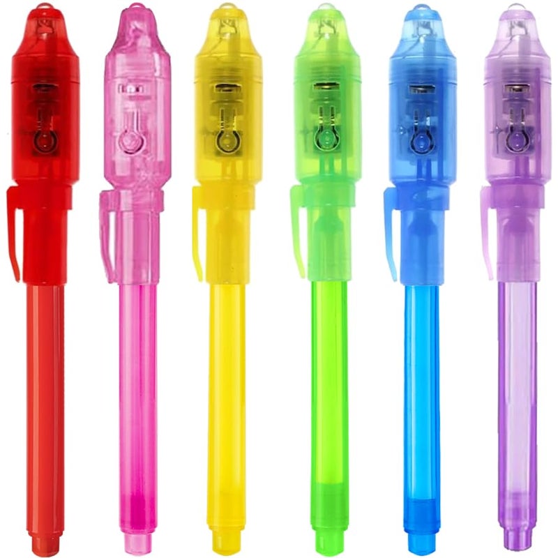 EODVICS 6 Pack Upgraded Invisible Ink Spy Pen with UV Light Magic Marker for Secret Messages Kids Birthday Party Easter Halloween Christmas Goodie Bags Toys Gifts for Kids Ages 3 - Image 1