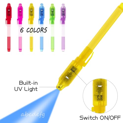 EODVICS 6 Pack Upgraded Invisible Ink Spy Pen with UV Light Magic Marker for Secret Messages Kids Birthday Party Easter Halloween Christmas Goodie Bags Toys Gifts for Kids Ages 3 - Image 4