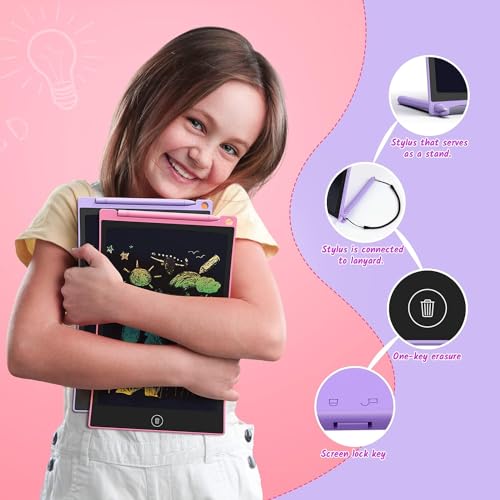 TECJOE 2 Pack 10 Inch LCD Writing Tablet, Colorful Doodle Board Electronic Drawing Pads, Kids Travel Games Learning Toys Christmas Birthday Gifts for 3 4 5 6 7 Year Old Boys Girls Toddlers - Image 2