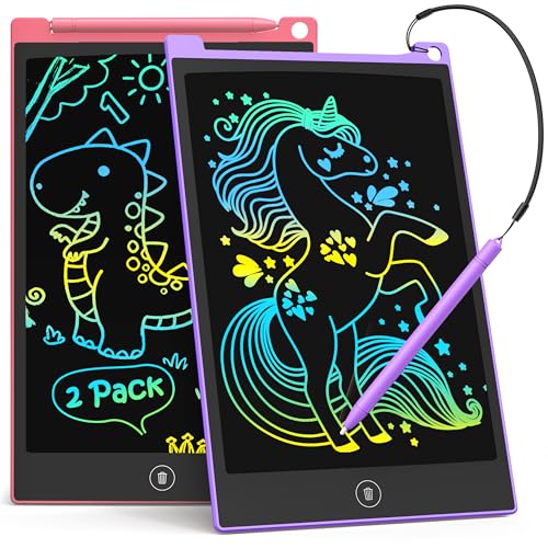 TECJOE 2 Pack 10 Inch LCD Writing Tablet, Colorful Doodle Board Electronic Drawing Pads, Kids Travel Games Learning Toys Christmas Birthday Gifts for 3 4 5 6 7 Year Old Boys Girls Toddlers - Image 1