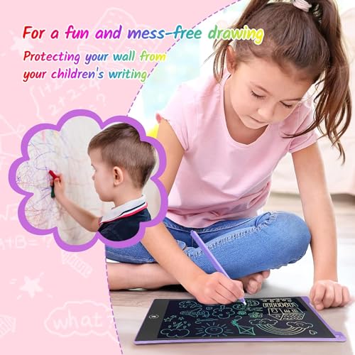 TECJOE 2 Pack 10 Inch LCD Writing Tablet, Colorful Doodle Board Electronic Drawing Pads, Kids Travel Games Learning Toys Christmas Birthday Gifts for 3 4 5 6 7 Year Old Boys Girls Toddlers - Image 5