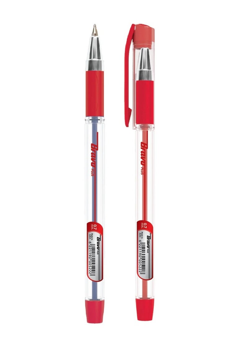 برافو 1 علبة قلم حبر جاف برافو، رأس رفيع 0.7 (أحمر) - 10 أقلام - Image 2