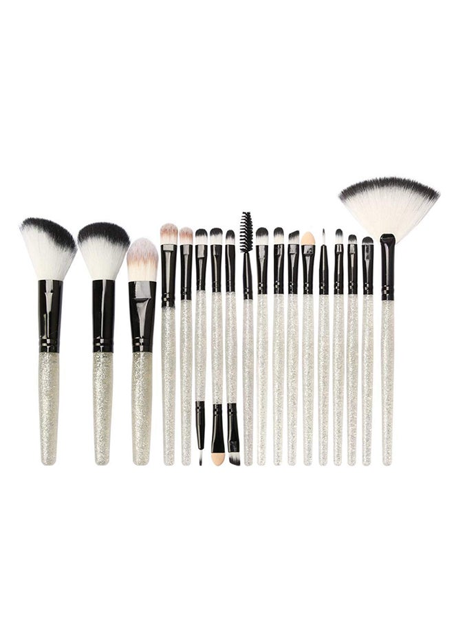 18-Piece Professional Makeup Brush Set Silver/Black