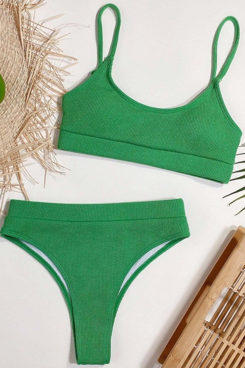 Angelsin High Waist Twill Tankini Bikini Top  - Image 2