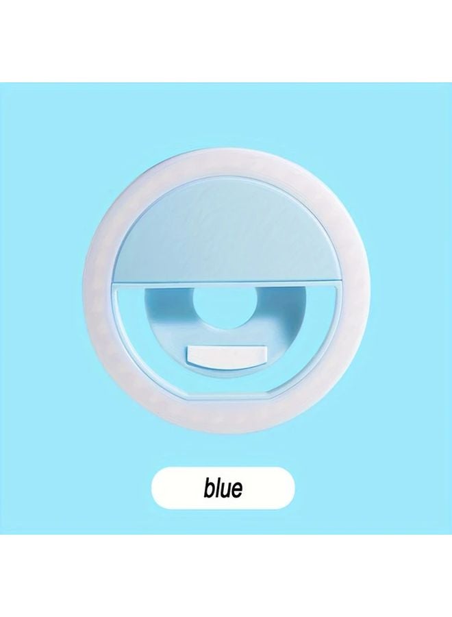 Rechargeable LED Selfie Ring Light Blue With USB Charging For Phone Photography - Image 1