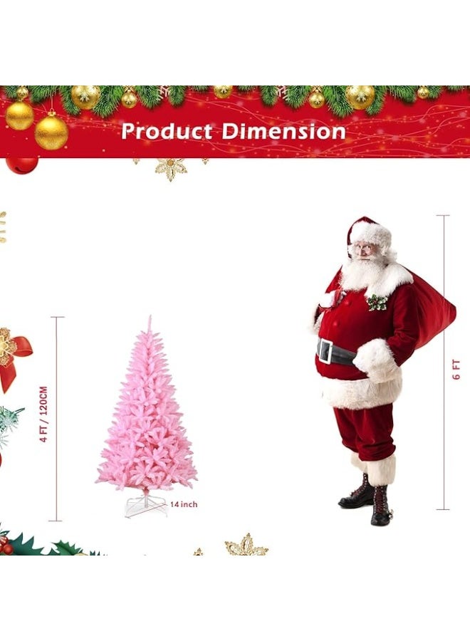 NIBEMINENT Christmas Tree 4FT Pink Christmas Tree Artificial Christmas Pine Tree Holiday Party Decoration for Home - Image 3