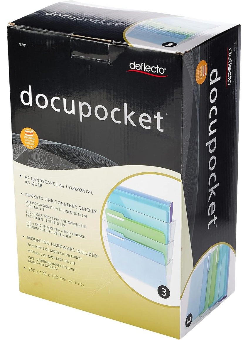 Deflecto Deflecto Office DocuPocket Wall File Organizer Stackable Letter Size Clear 13 W x 7 H x 4 D 3 Count  - Image 4