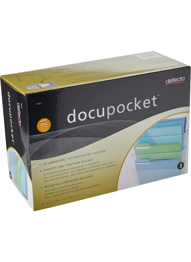 Deflecto Deflecto Office DocuPocket Wall File Organizer Stackable Letter Size Clear 13 W x 7 H x 4 D 3 Count  - Image 1