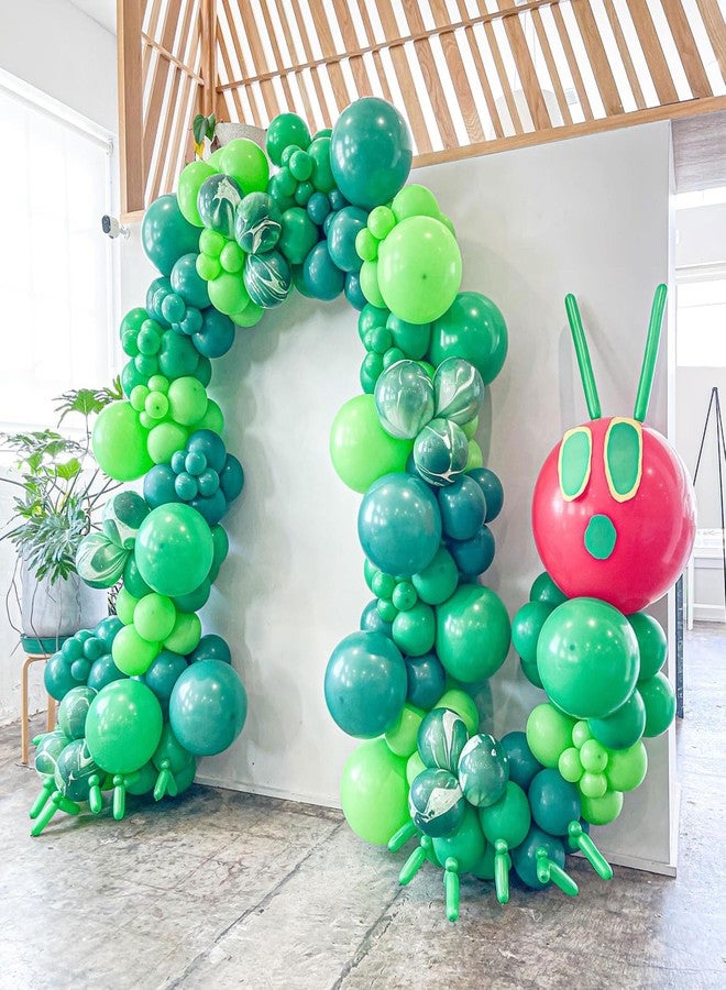 بالونار طقم بالونات على شكل دودة خضراء مع 150 بالونًا من اللاتكس الأخضر الباهت لتزيين حفلات استقبال المولود الجديد وأعياد الميلاد ذات طابع الدودة الجائعة. - Image 1