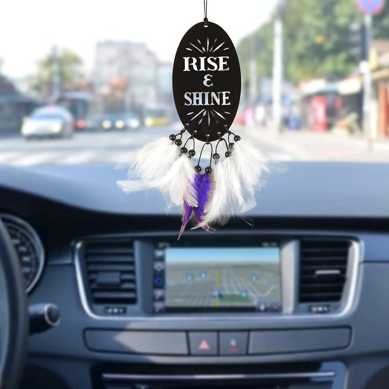 GLNRM سيارة، منزل، نافذة وحديقة لأجواء إيجابية لزينة السيارة المعلقة مصائد الأحلام (استيقظ وتألق) - Image 5