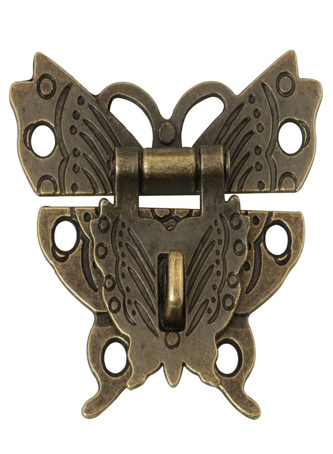 DGBRSM Set of 2 Butterfly Latch Hasps with Screws and Antique Style Mini Padlock with Keys for Small Wooden Jewelry Boxes Suitcase Cabinet, Bronze - Image 3