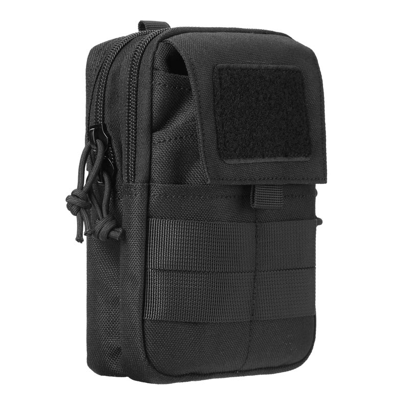 LefRight Multipurpose Tactical Molle Mobile Phone Belt Pouch EDC Gadget Slim Utility Waist Bag with Cellphone Holster Large Black - Image 1