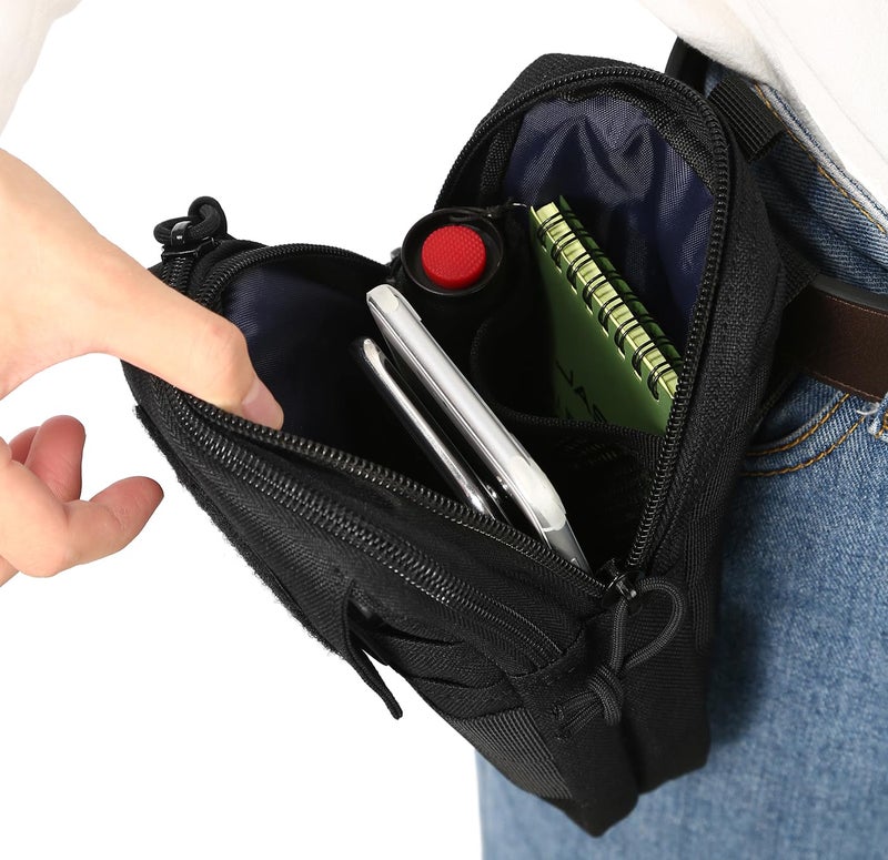 LefRight Multipurpose Tactical Molle Mobile Phone Belt Pouch EDC Gadget Slim Utility Waist Bag with Cellphone Holster Large Black - Image 3
