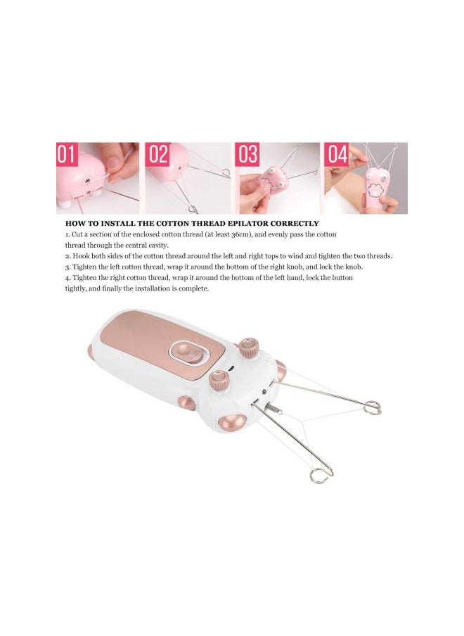 silvercnc - Electric Facial Hair Remover, USB Cotton Thread Epilator for Lip Circumference Chin Forehead Cheek, Physical Cotton Thread Epilator(Rose gold) - Image 1