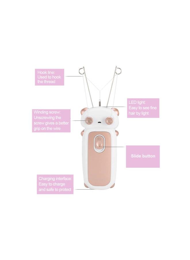 silvercnc - Electric Facial Hair Remover, USB Cotton Thread Epilator for Lip Circumference Chin Forehead Cheek, Physical Cotton Thread Epilator(Rose gold) - Image 1