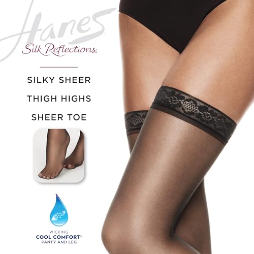 Hanes Silk Reflections Sheer Toe, Silky Sheer Finish Thigh Highs, White, Size EF (Pack of 1) - Image 4