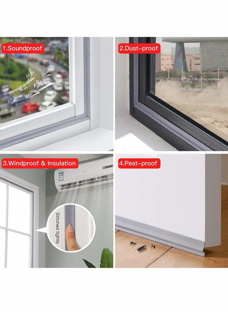 KASTWAVE 2 Packs Draft Stopper Sweep, Door Weatherproofing Stripping, Window Seal Strip Self-Adhesive Soundproof Seal Strip Cuttable, Wear-Resistant, Window Weather Stripping, Length 13.12Ft  - Image 3
