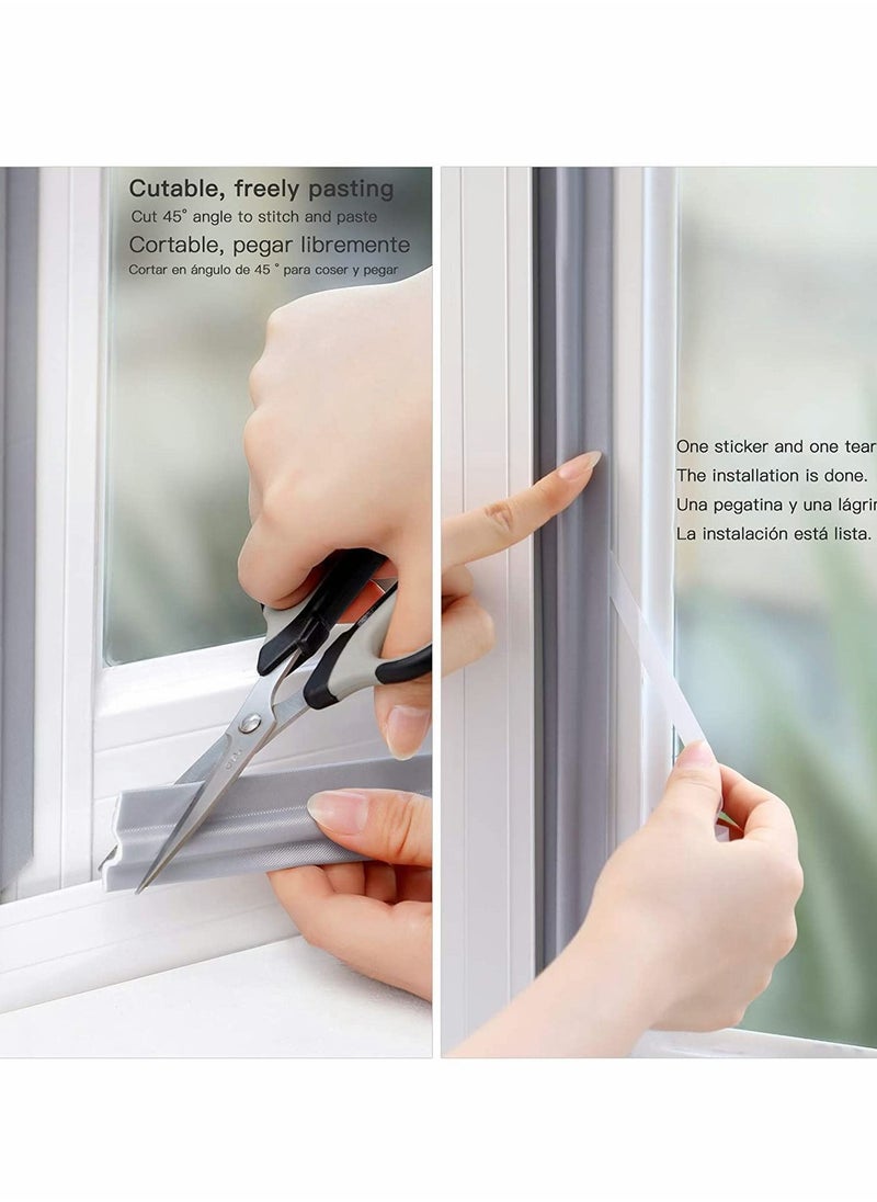 KASTWAVE 2 Packs Draft Stopper Sweep, Door Weatherproofing Stripping, Window Seal Strip Self-Adhesive Soundproof Seal Strip Cuttable, Wear-Resistant, Window Weather Stripping, Length 13.12Ft  - Image 2