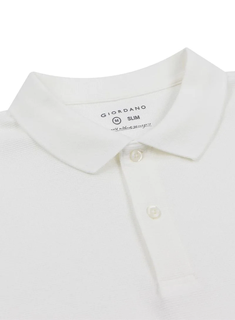 GIORDANO  Men's Slim Waffle Knit Premium Polo for Men | Best Price UAE