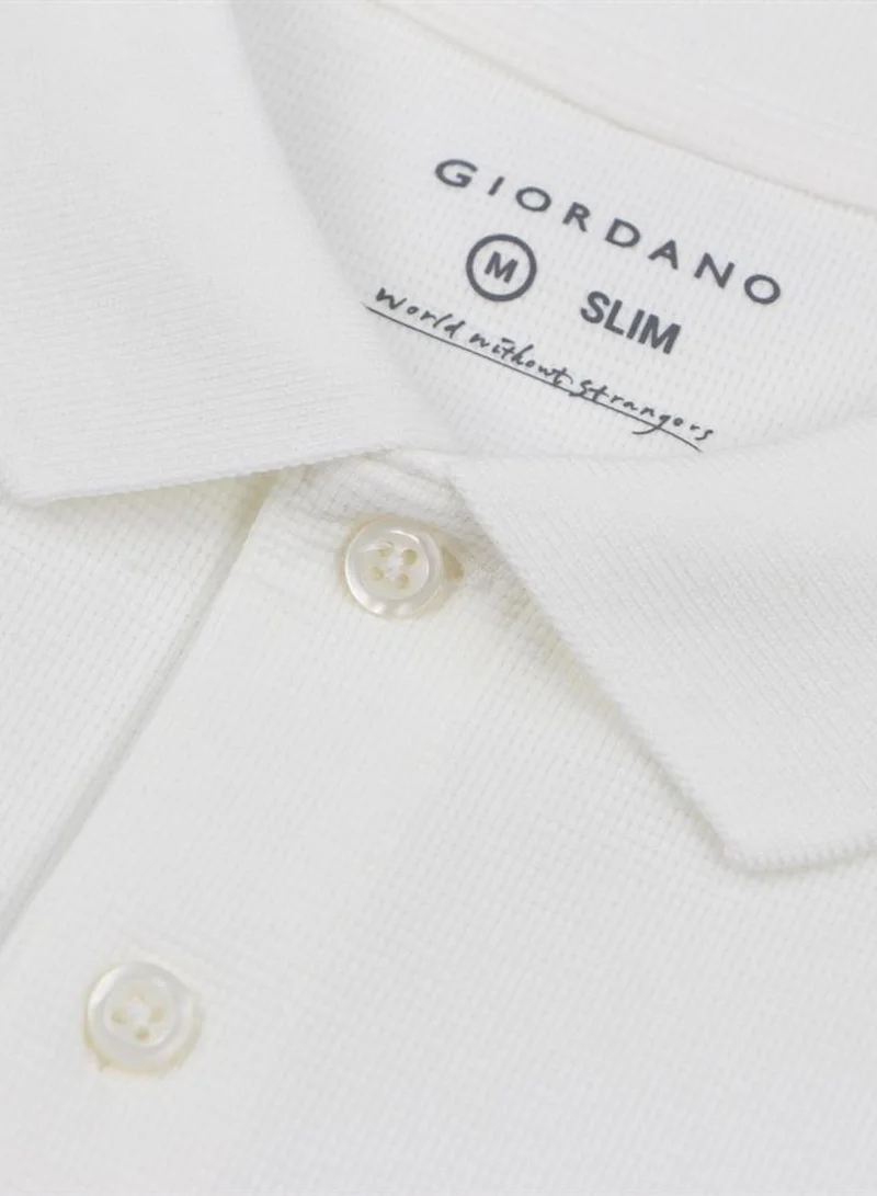 GIORDANO  Men's Slim Waffle Knit Premium Polo for Men | Best Price UAE