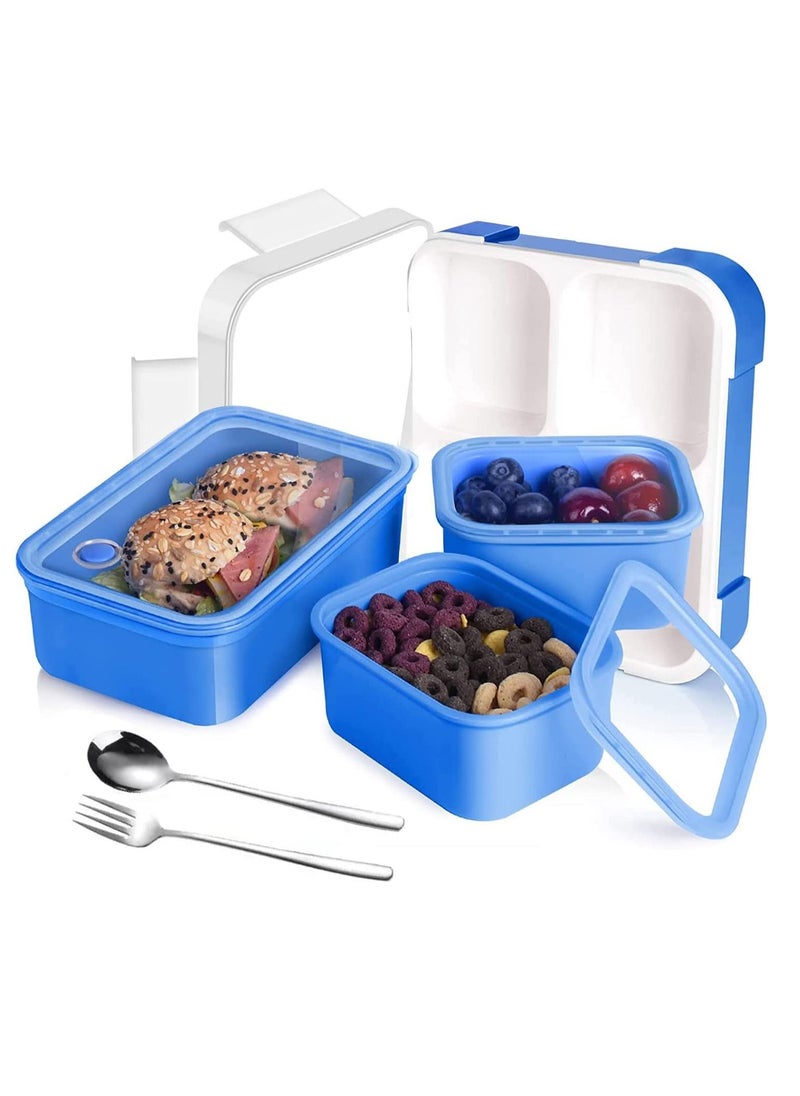 GGEROU - Lunch Box for Kids Adults,Insulated Bento Lunch Box with Tableware,1260ml 3 Compartment Divided Lunch Containers - Image 1