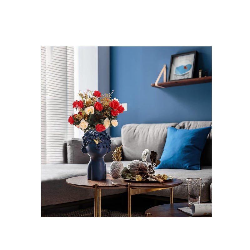 SOLARAE Artificial Flowers Rose, Artificial Flowers Outdoor UV Resistant Plants Faux Plastic Greenery Shrubs Indoor Outside Hanging Planter for Home Wedding Office Table Decoration Gift Red (3 Bundles) - Image 4