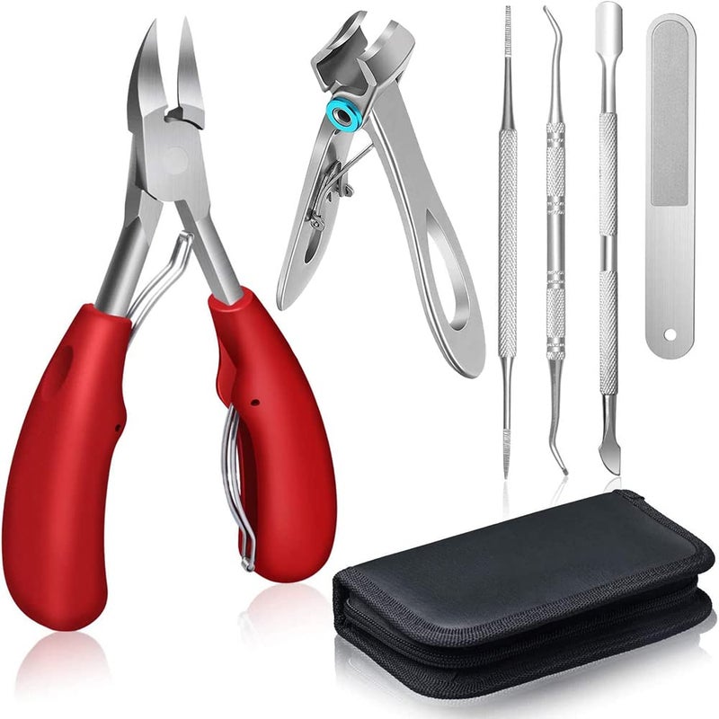 M'AYCREATE ® Ingrown Toenail Clippers for Ingrown or Thick Toenails,Wide Jaw Opening Nail Clippers with Curved and Slant Straight Blade Edge, 6 PCS Stainless Steel Toe Nail Clipper for Men - Image 1
