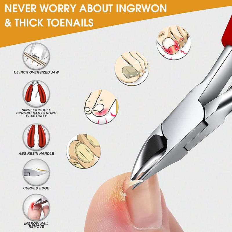 M'AYCREATE ® Ingrown Toenail Clippers for Ingrown or Thick Toenails,Wide Jaw Opening Nail Clippers with Curved and Slant Straight Blade Edge, 6 PCS Stainless Steel Toe Nail Clipper for Men - Image 2