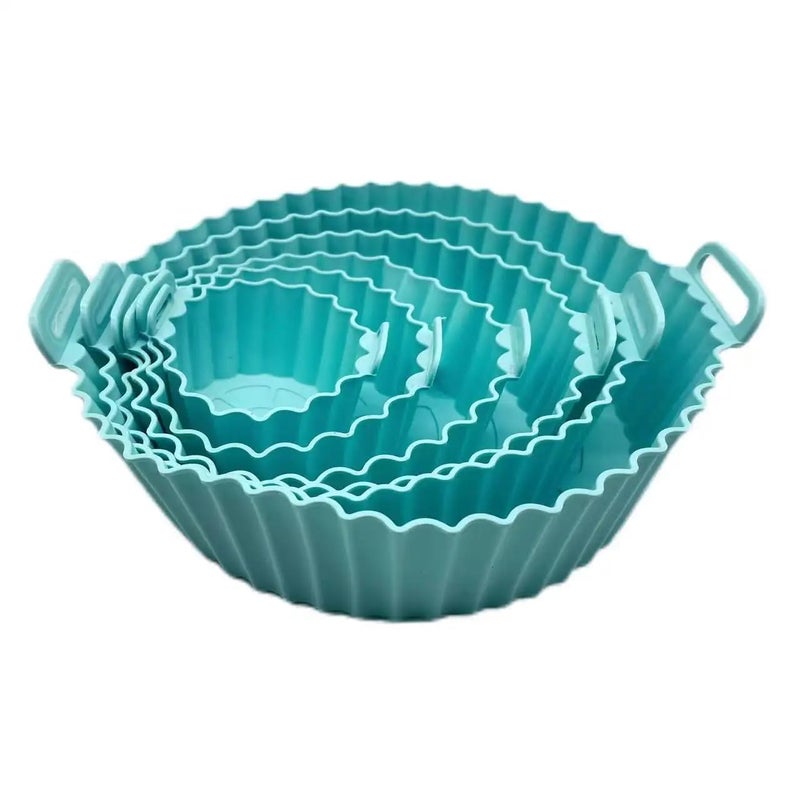 Jorex Mart Jorex Mart Round Reusable NonStick Air Fryer Accessories Silicone Coating Pot Basket 6 Pcs Multicolor  - Image 3