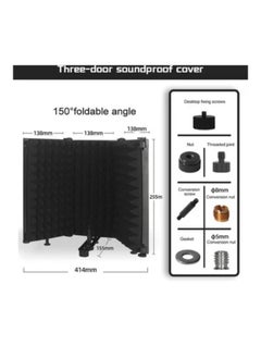 SHOPI Microphone Isolation Shield, 3-Panel Pop Filter, High Density Absorbent Foam Front & Vented Metal Back Plate, Compatible with Blue Yeti and Any Condenser Microphone Recording Equipment  - Image 5