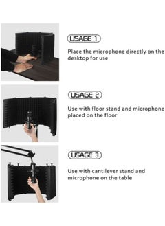 SHOPI Microphone Isolation Shield, 3-Panel Pop Filter, High Density Absorbent Foam Front & Vented Metal Back Plate, Compatible with Blue Yeti and Any Condenser Microphone Recording Equipment  - Image 3