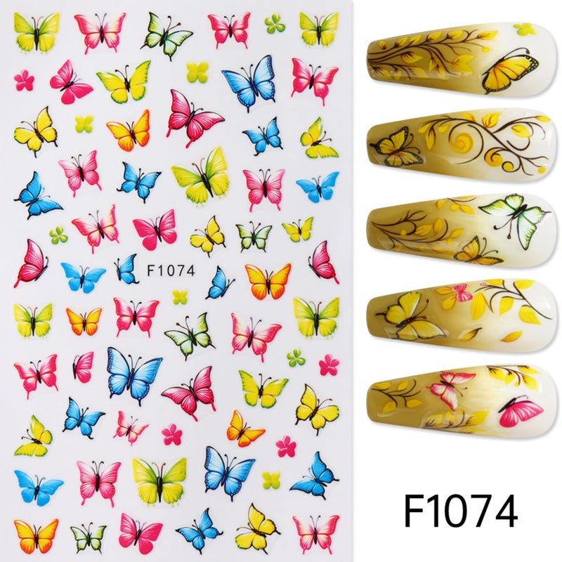 Vopintpy Spring Summer Flower Nails Stickers Decals Bee Butterfly Nails Art Stickers Self-Adhesive Designs Strawberry Nail Art Decals for Women DIY Nails Decorations - Image 5