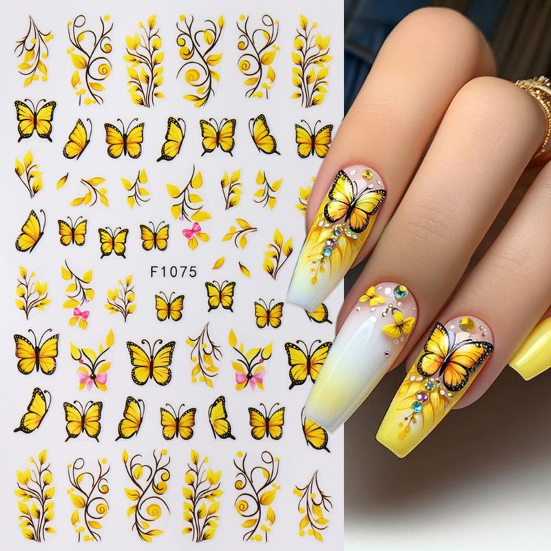 Vopintpy Spring Summer Flower Nails Stickers Decals Bee Butterfly Nails Art Stickers Self-Adhesive Designs Strawberry Nail Art Decals for Women DIY Nails Decorations - Image 4