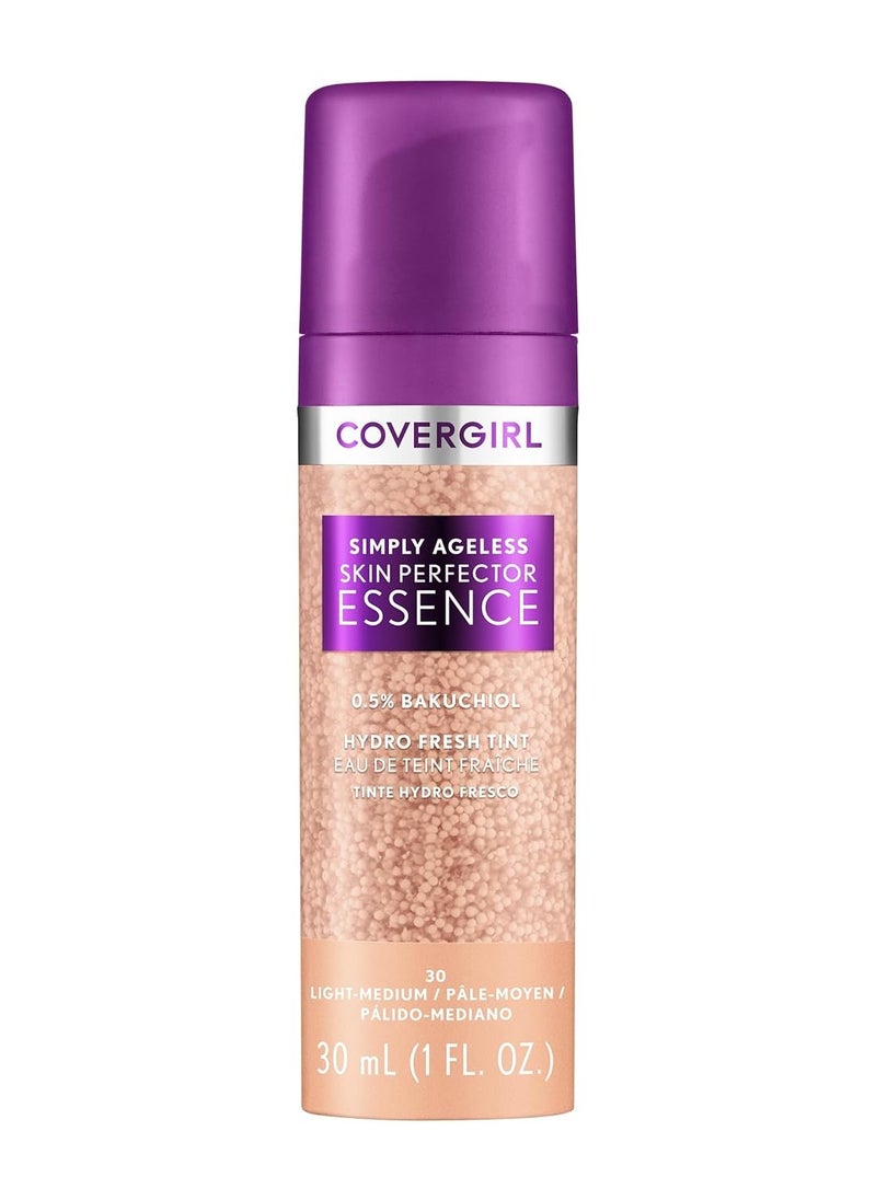 CoverGirl - Covergirl Simply Ageless Skin Perfector Essence Foundation, 30 Light-Medium, Tinted Skin Perfector, Skincare Makeup Hybrid, Sheer Tint, Radiant Finish, Skin-Like Finish, Vegan Formula, 1.0oz - Image 1