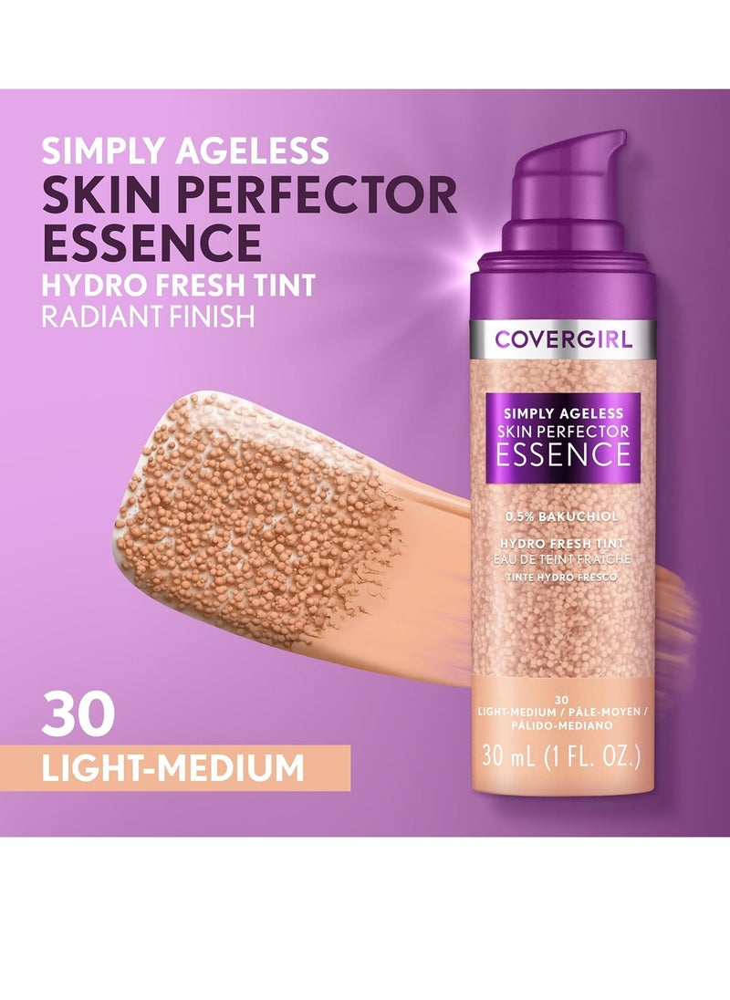 CoverGirl - Covergirl Simply Ageless Skin Perfector Essence Foundation, 30 Light-Medium, Tinted Skin Perfector, Skincare Makeup Hybrid, Sheer Tint, Radiant Finish, Skin-Like Finish, Vegan Formula, 1.0oz - Image 1