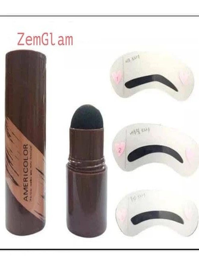 ZemGlam Eyebrow Stamp Powder Kit, 3 Reusable Stencils, Brush, Waterproof, Long Lasting, Black - Image 2