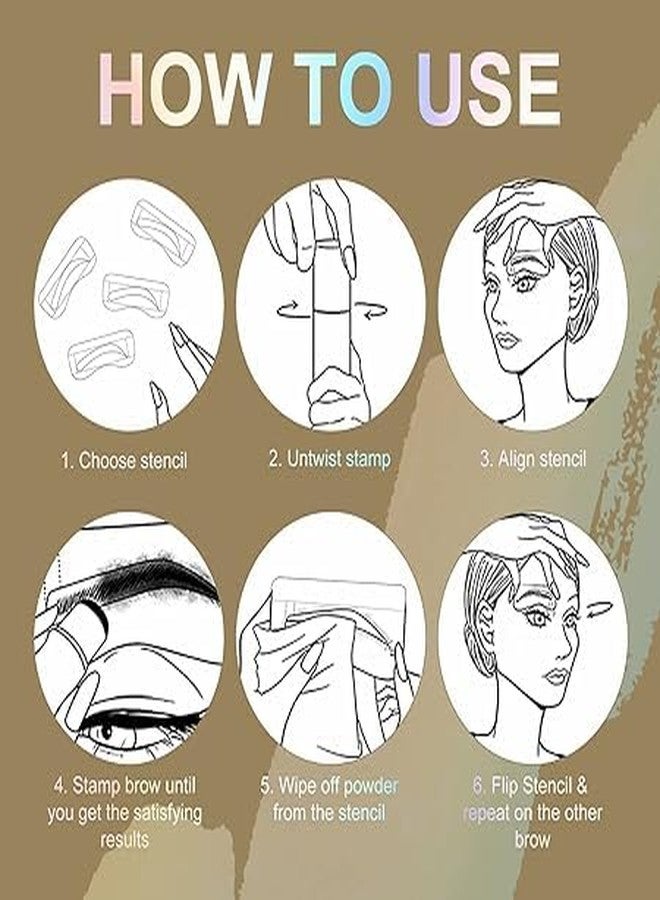 ZemGlam Eyebrow Stamp Powder Kit, 3 Reusable Stencils, Brush, Waterproof, Long Lasting, Black - Image 4