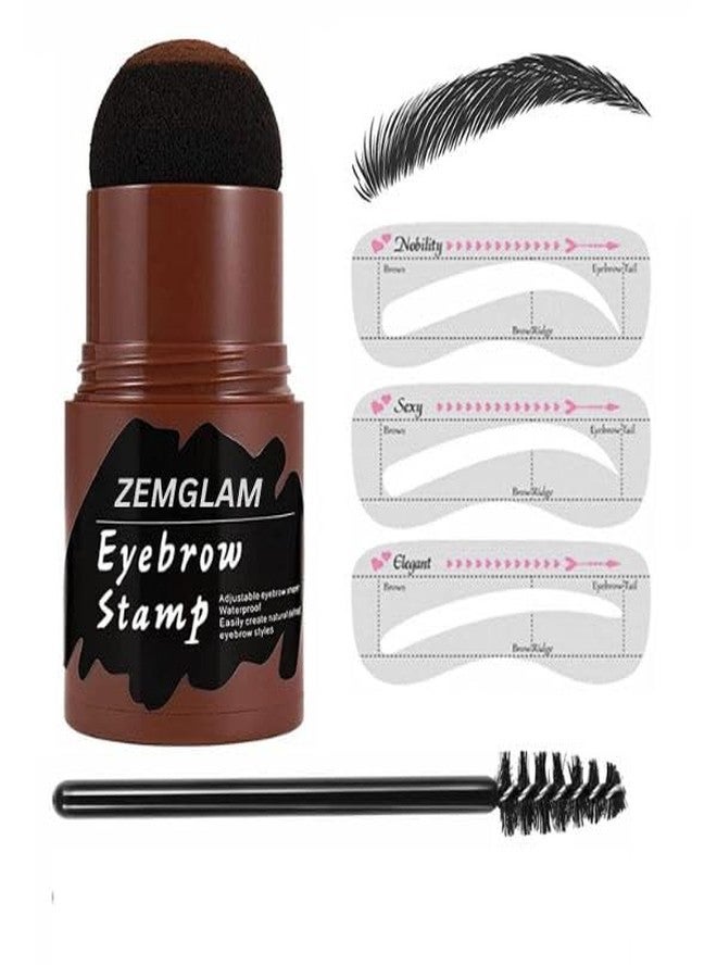 ZemGlam Eyebrow Stamp Powder Kit, 3 Reusable Stencils, Brush, Waterproof, Long Lasting, Black - Image 1