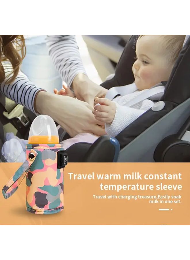 Camouflage Pink Portable Bottle Insulation Sleeve Heating Cover For Travel - Image 4