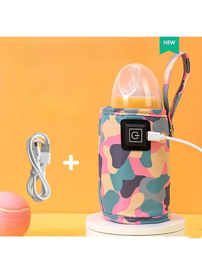 Camouflage Pink Portable Bottle Insulation Sleeve Heating Cover For Travel - Image 1