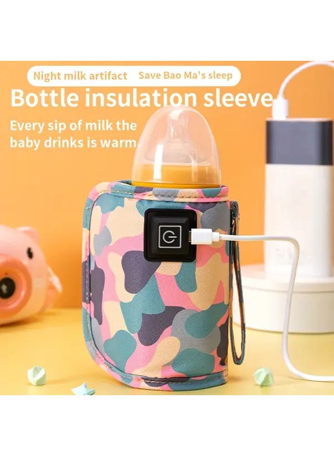 Camouflage Pink Portable Bottle Insulation Sleeve Heating Cover For Travel - Image 2