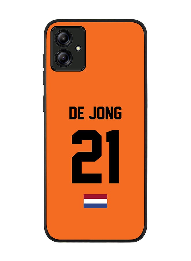 Stylizedd Rugged Black edge case for Samsung Galaxy A04 Slim fit Soft Case Flexible Rubber Edges Anti Drop TPU Gel Thin Cover - Football Team - Netherlands Player Name - De Jong - Image 1