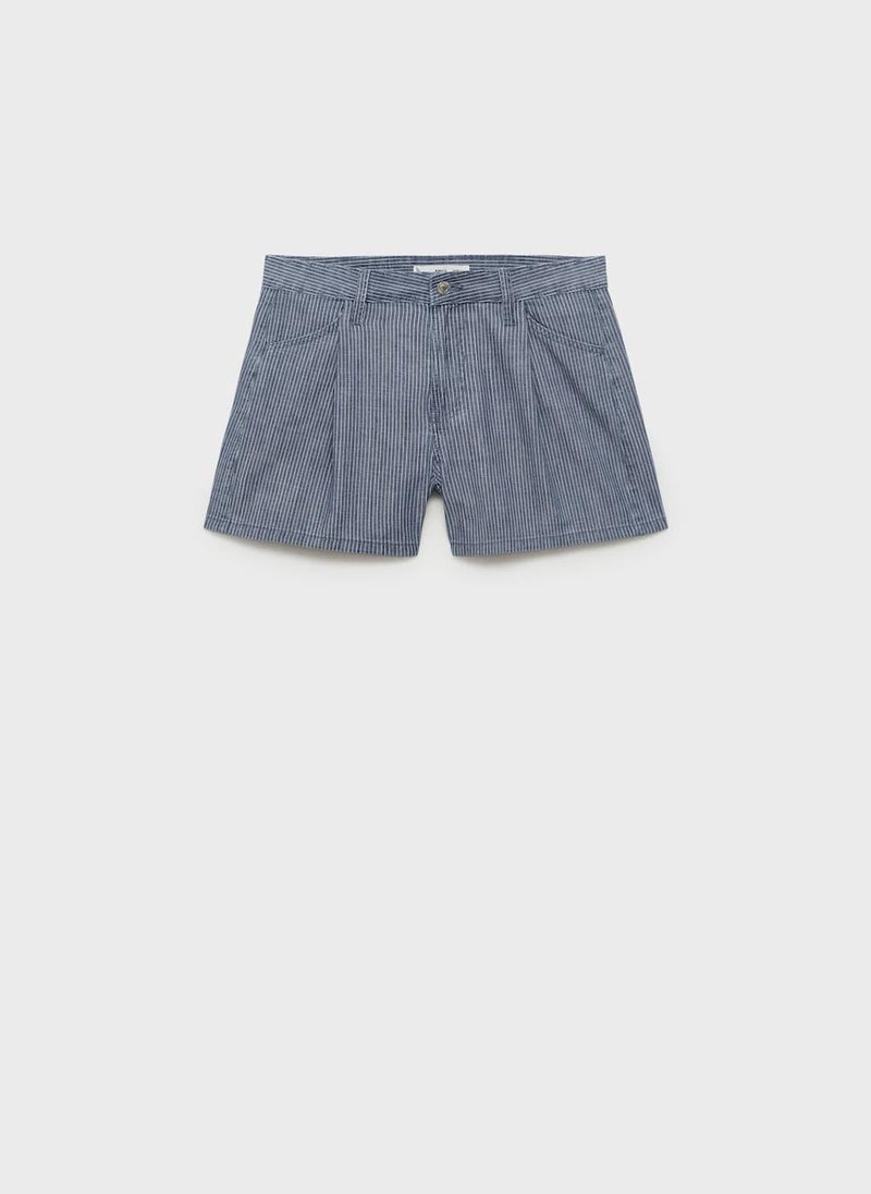 MANGO Striped Denim Shorts With Pleats  - Image 5