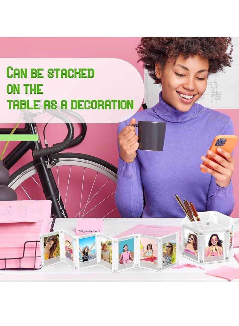 كابتن تيك Magnetic Picture Frame Photo Creative Absorbable Magnetic Mini3 Storage Refrigerator Magnet Small Picture Holder Table Photo Frame Set Clear Photo Display Compatible with Fujifilm Instax Film 4PCS - Image 3