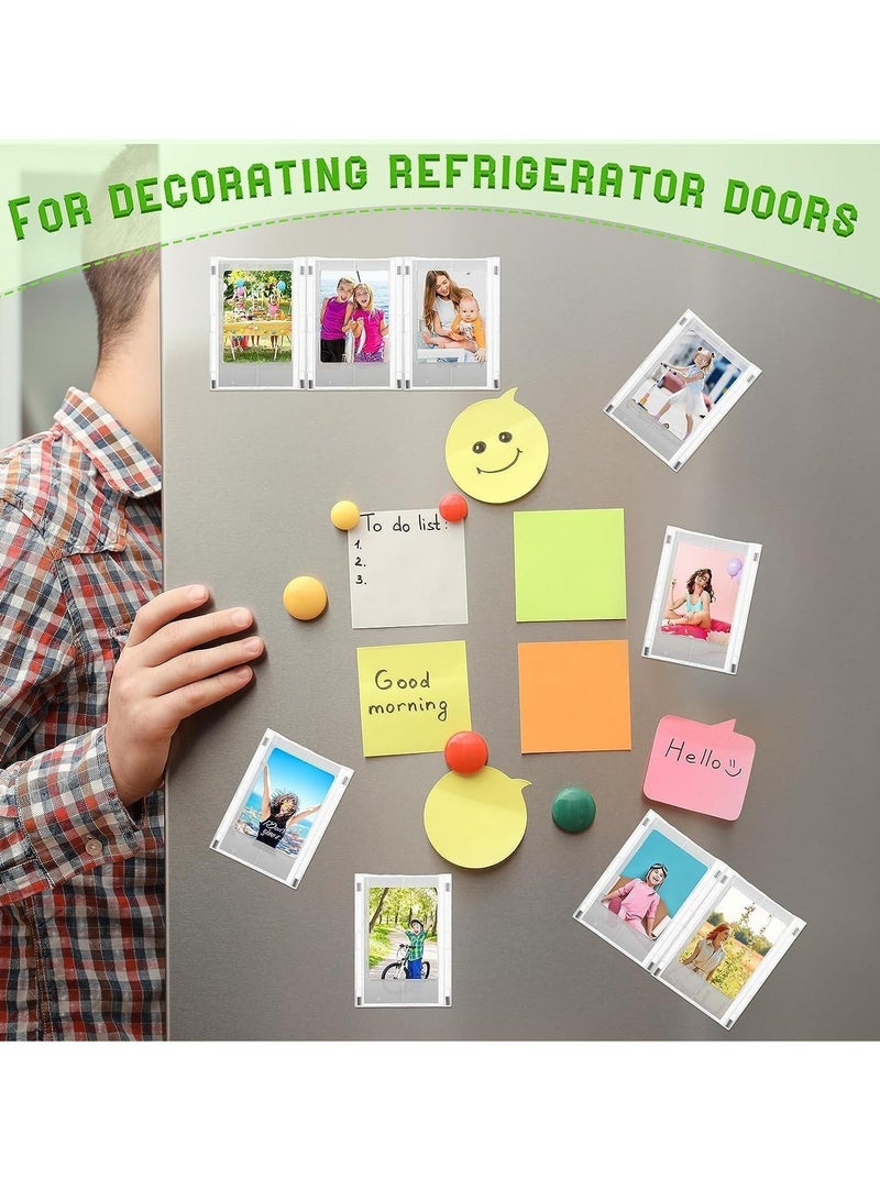 كابتن تيك Magnetic Picture Frame Photo Creative Absorbable Magnetic Mini3 Storage Refrigerator Magnet Small Picture Holder Table Photo Frame Set Clear Photo Display Compatible with Fujifilm Instax Film 4PCS - Image 2