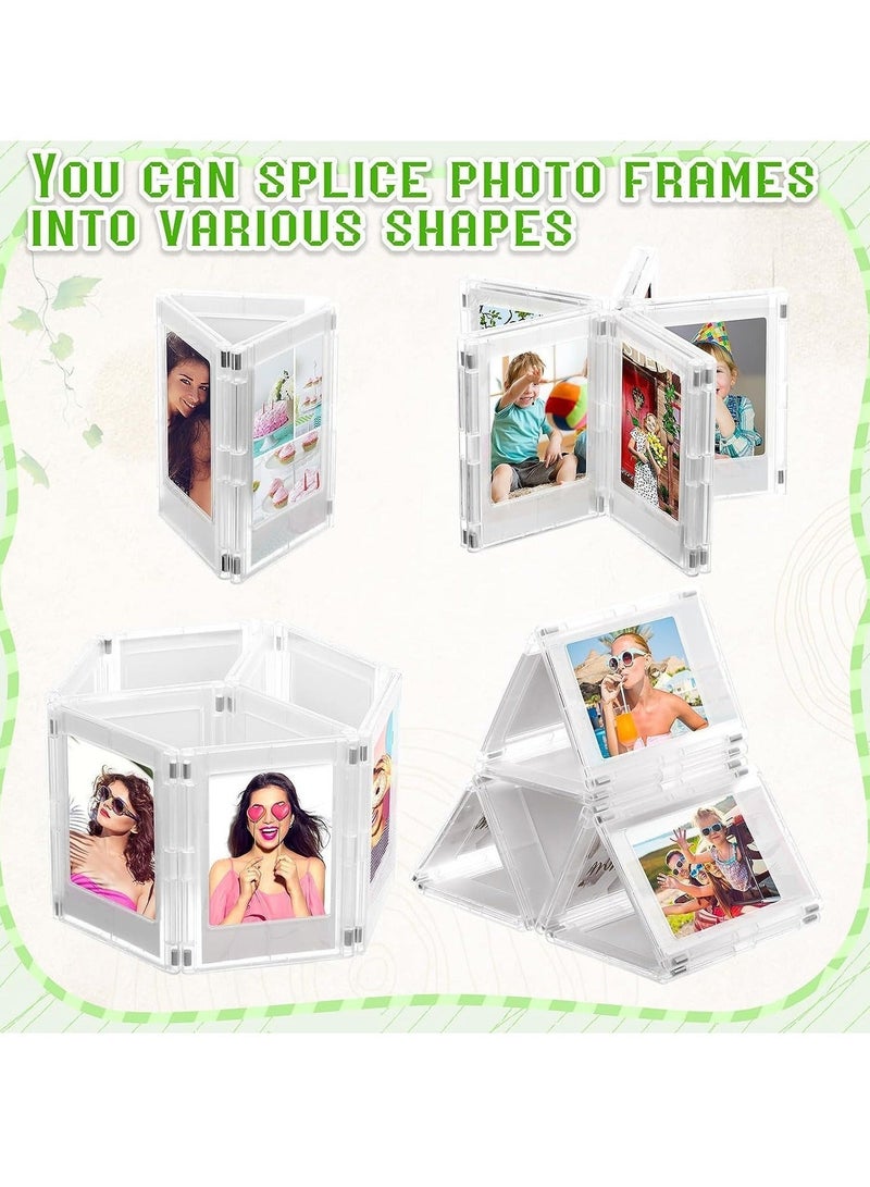 كابتن تيك Magnetic Picture Frame Photo Creative Absorbable Magnetic Mini3 Storage Refrigerator Magnet Small Picture Holder Table Photo Frame Set Clear Photo Display Compatible with Fujifilm Instax Film 4PCS - Image 4