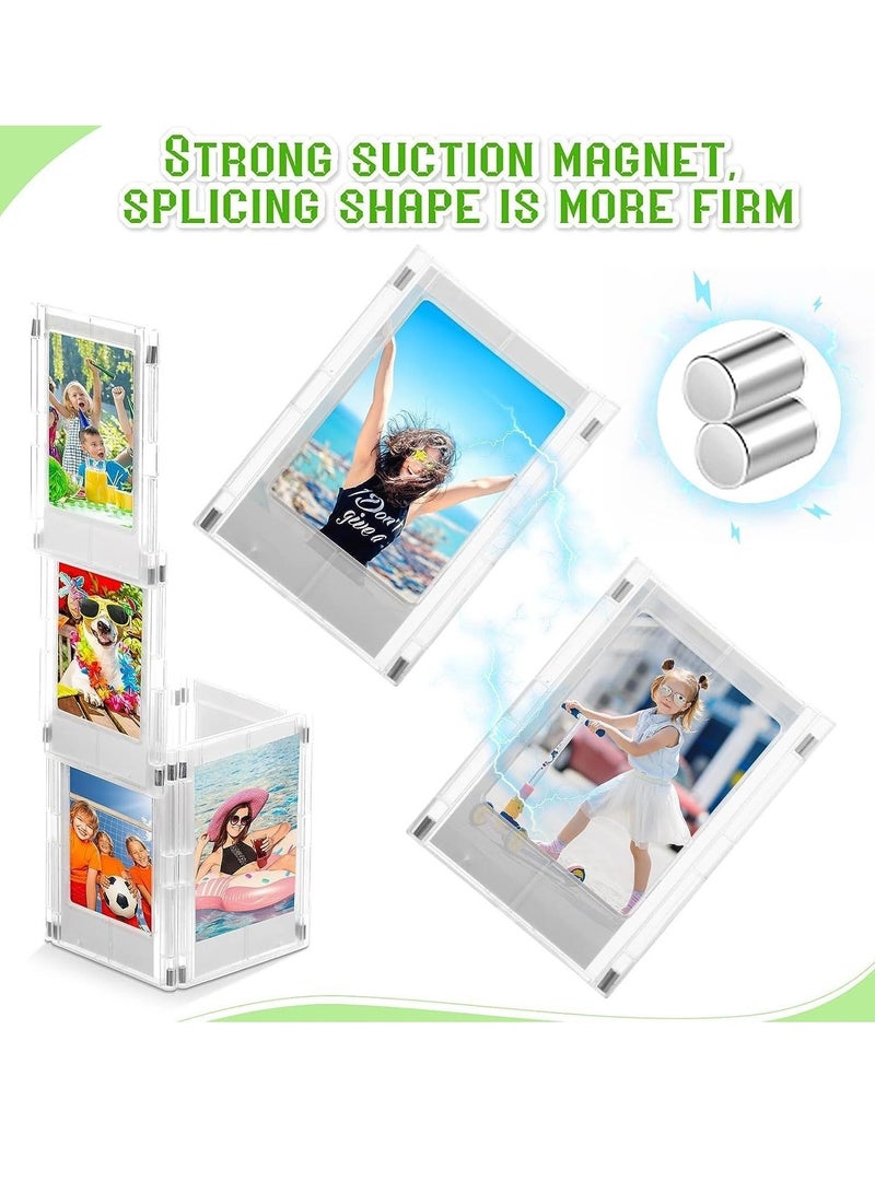 كابتن تيك Magnetic Picture Frame Photo Creative Absorbable Magnetic Mini3 Storage Refrigerator Magnet Small Picture Holder Table Photo Frame Set Clear Photo Display Compatible with Fujifilm Instax Film 4PCS - Image 5